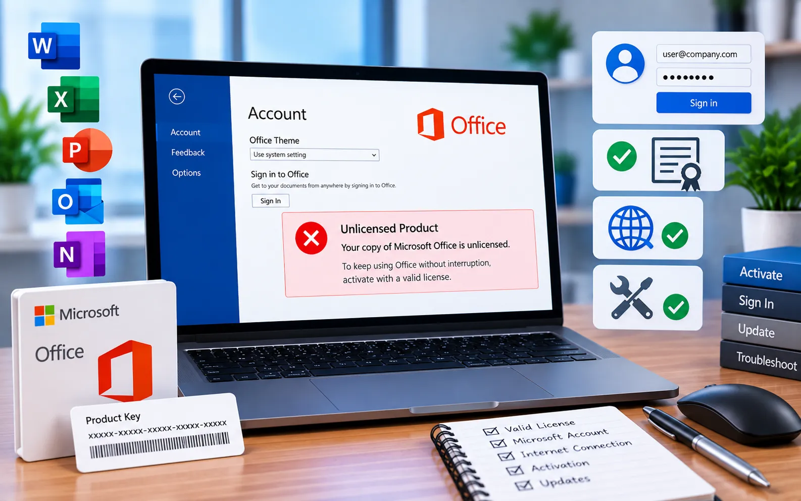 Office Outlook Unlicensed Product activation reset